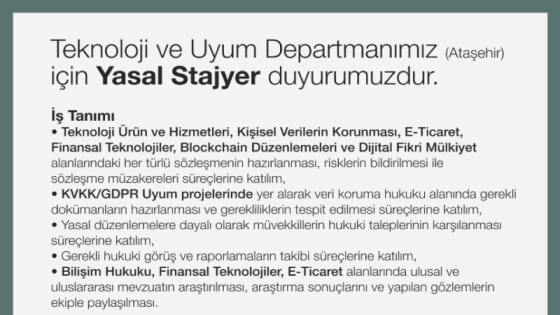  Universal Hukuk Law Office - Yasal Stajyer Duyurusu