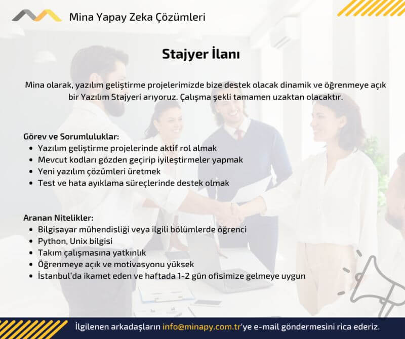 Mina Yapay Zeka Çözümleri-Yazılım Stajyeri