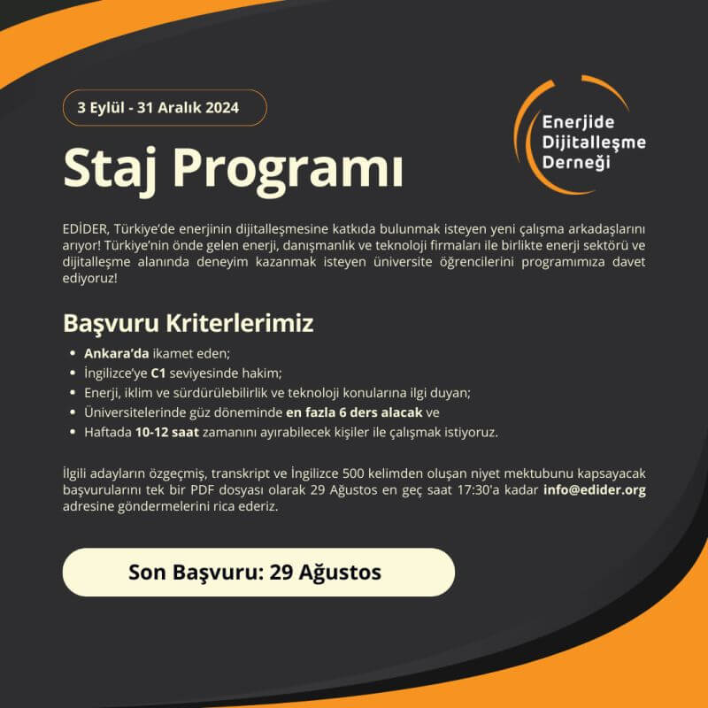 Enerjide Dijitalleşme Derneği (EDİDER)-Staj Programı