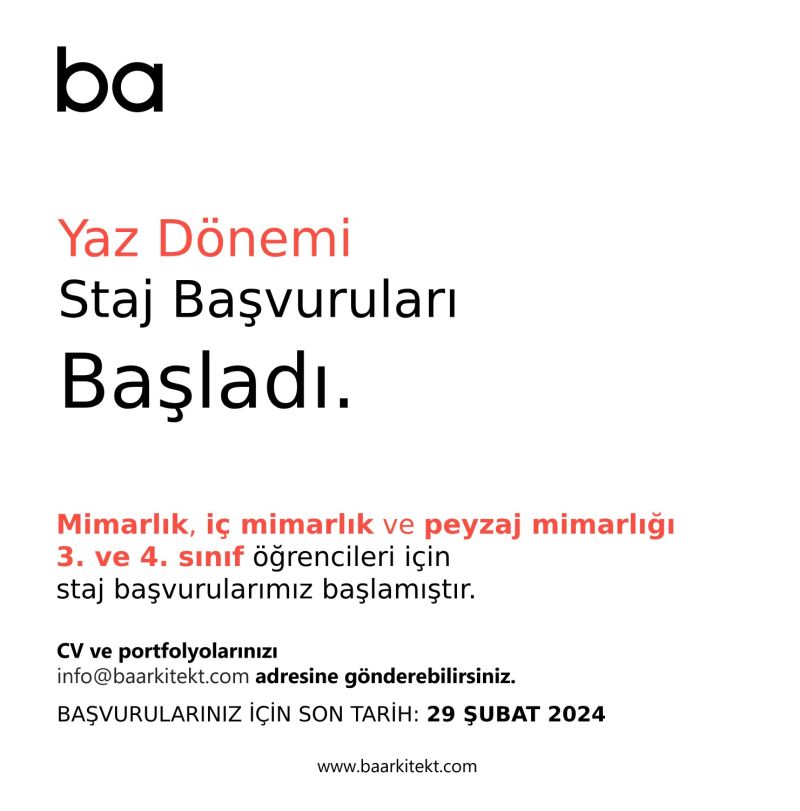 BA TASARIM -  Yaz Dönemi Staj Programı