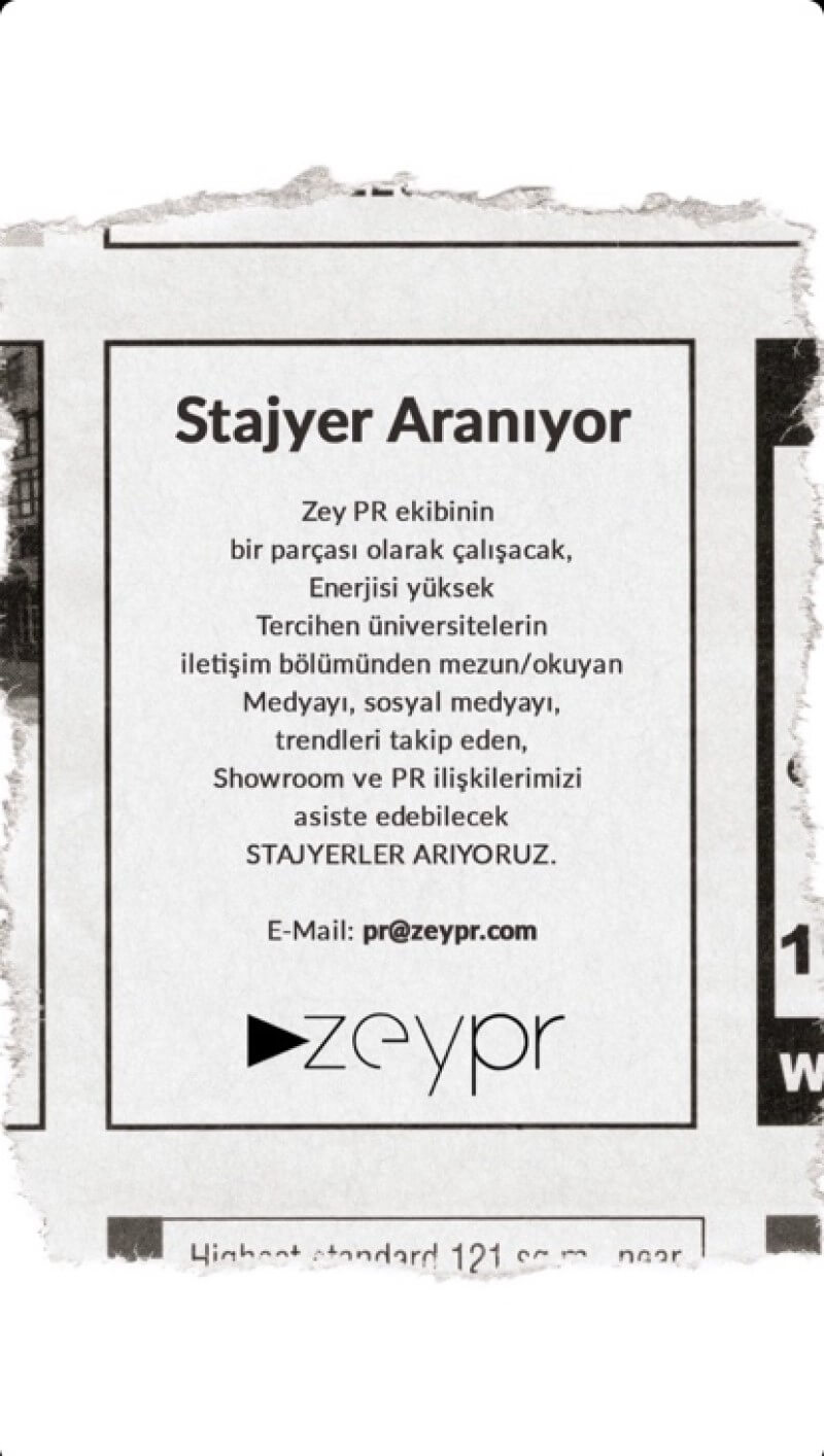 Zey PR-Stajyer İlanı