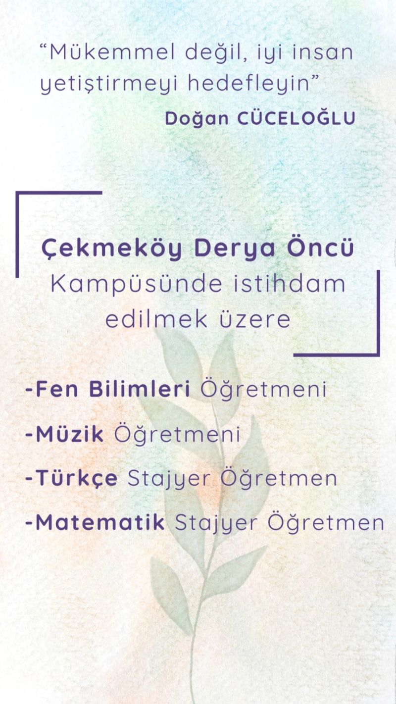 Derya Öncü Eğitim Kurumları - Türkçe Stajyer Öğretmen