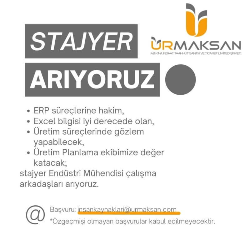 Ürmaksan-Stajyer İlanı