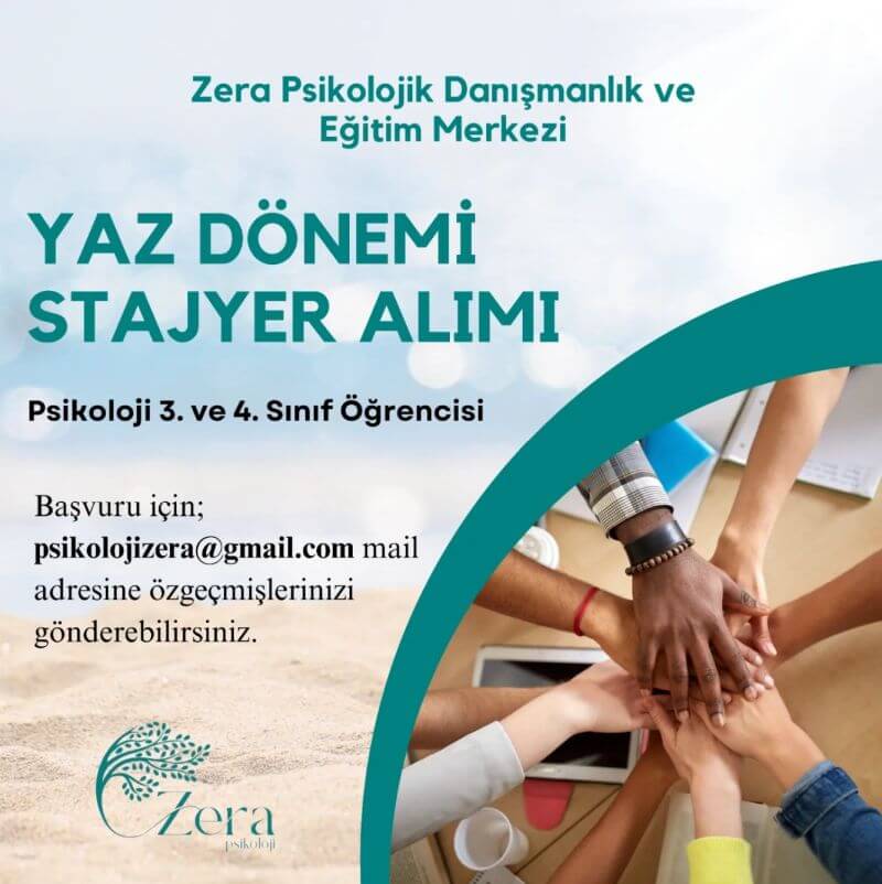 Zera Psikolojik Danışmanlık ve Eğitim Merkezi-Yaz Dönemi Stajyer İlanı