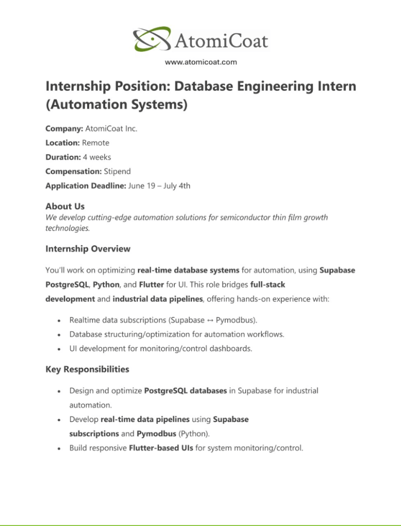 Database Engineering Intern