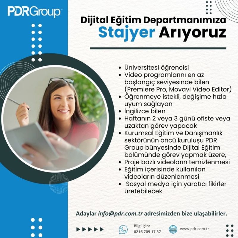 PDR Group-Dijital Eğitim Departmanı Stajyer İlanı