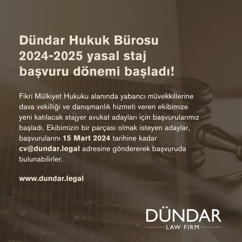 DÜNDAR LAW FIRM - Yasal Staj İlanı