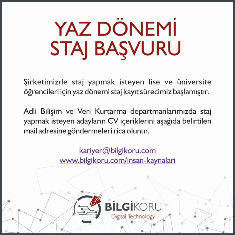 BilgiKoru-Yaz Dönemi Staj Başvuru