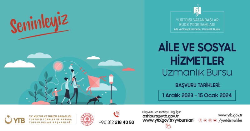 YTB - Aile ve Sosyal Hizmetler Alanlarında Uzmanlık Bursu 2023 Yılı 2. Dönem Başvuruları