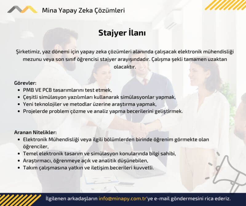 Mina Proje Yönetim Yazılım Danışmanlık-Stajyer İlanı