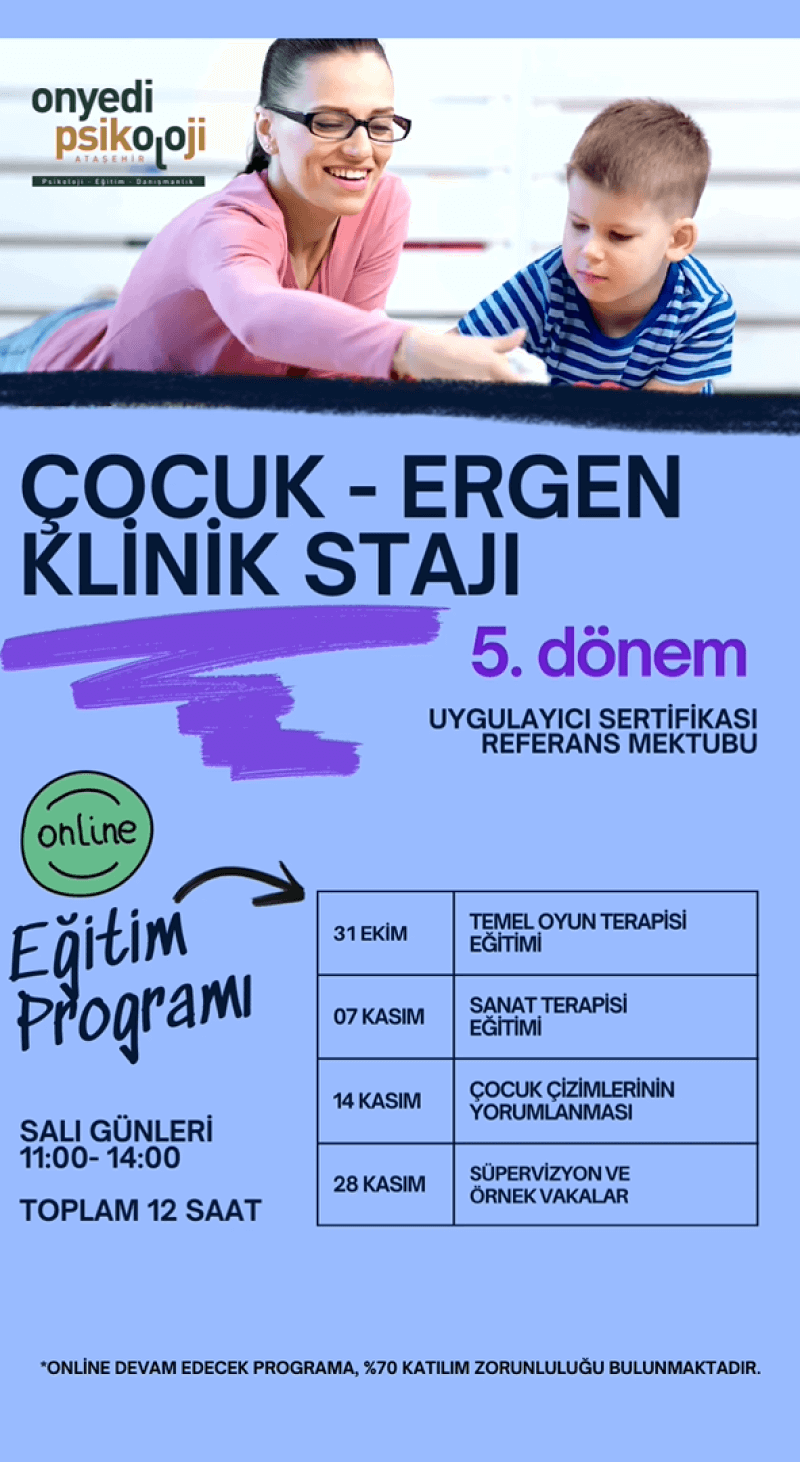 Onyedi Psikoloji - 5. Dönem Çocuk & Ergen Klinik Staj Programı