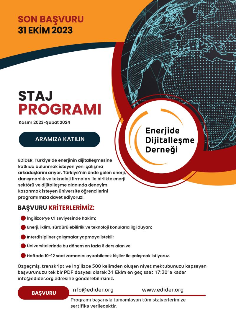 Enerjide Dijitalleşme Derneği (EDİDER) - Staj Programı