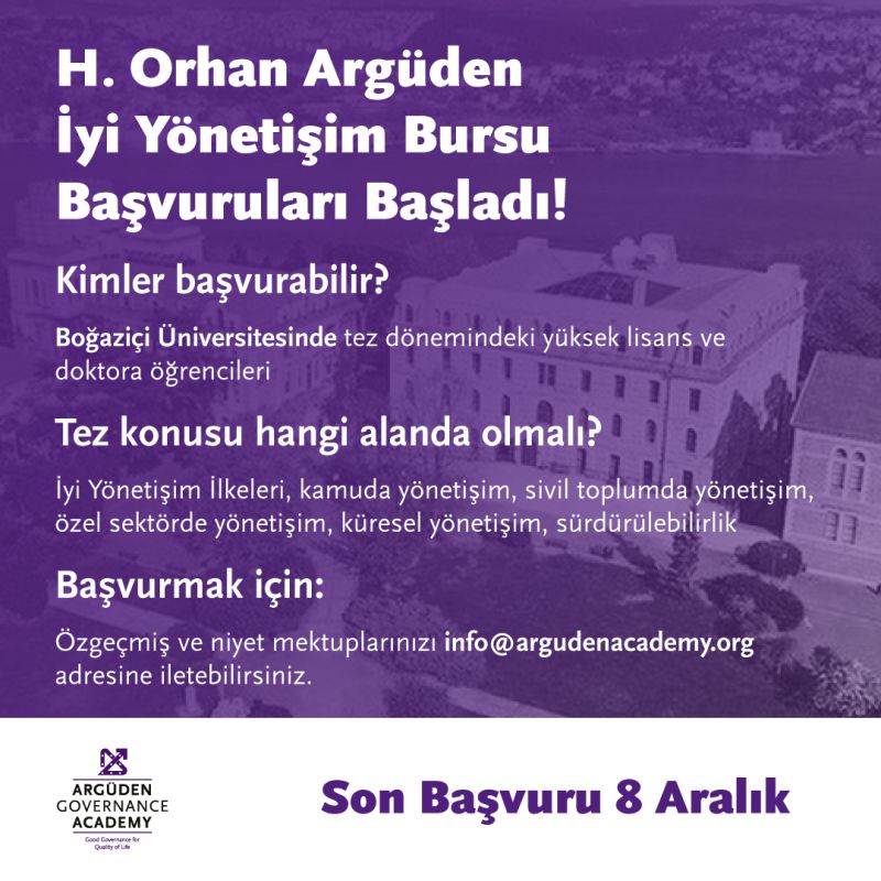 H. Orhan Argüden İyi Yönetişim Bursu başvuruları başladı!