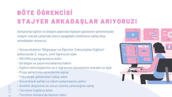 MOTTO Eğitim Bilişim - BÖTE Öğrencisi Stajyer İlanı