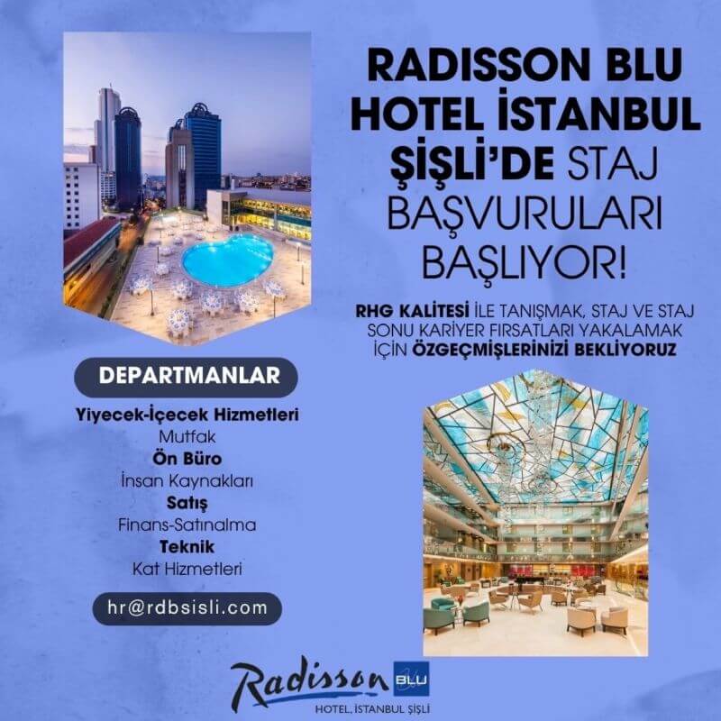 RADISSON BLU HOTEL STAJ İLANI